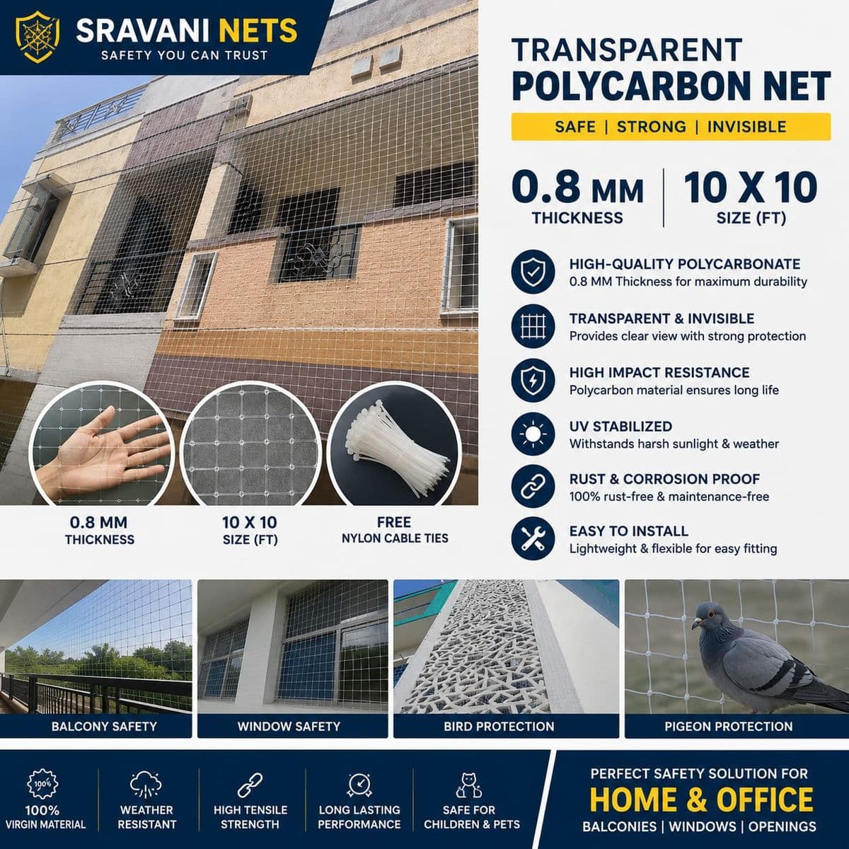 High-Rise Balcony Safety Netting